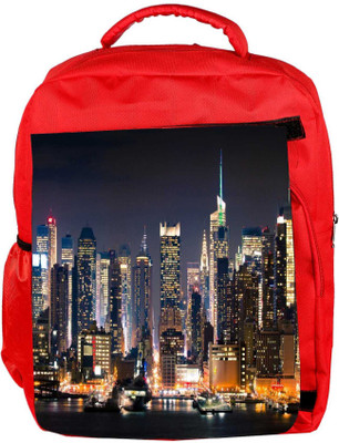 

Snoogg Eco Friendly Canvas Lights In Building Designer Backpack Rucksack School Travel Unisex Casual Canvas Bag Bookbag Satchel 5 L Backpack(Red)