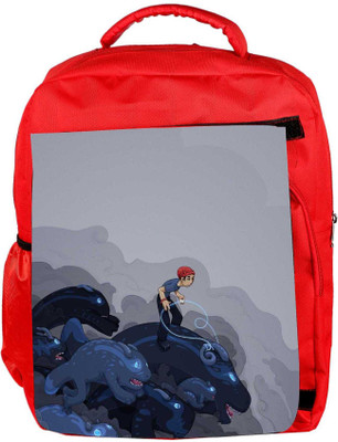 

Snoogg Eco Friendly Canvas Boy Riding The Bull 2596 Backpack Rucksack School Travel Unisex Casual Canvas Bag Bookbag Satchel 5 L Backpack(Red)