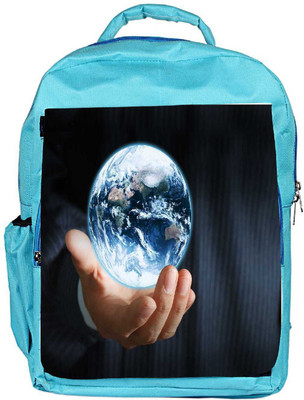 

Snoogg Eco Friendly Canvas Earth Globe Backpack Rucksack School Travel Unisex Casual Canvas Bag Bookbag Satchel 5 L Backpack(Blue)