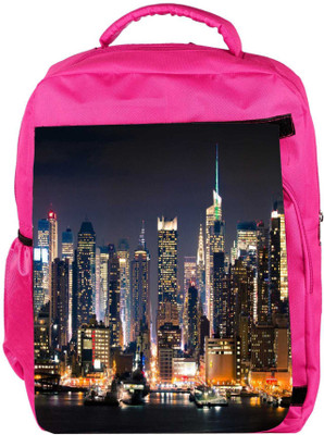 

Snoogg Eco Friendly Canvas Lights In Building Designer Backpack Rucksack School Travel Unisex Casual Canvas Bag Bookbag Satchel 5 L Backpack(Pink)