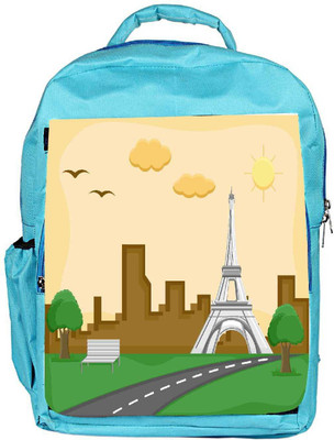 

Snoogg Eco Friendly Canvas France Eiffel Tower Cartoon Background Vector Backpack Rucksack School Travel Unisex Casual Canvas Bag Bookbag Satchel 5 L Backpack(Blue)