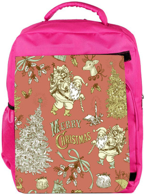 

Snoogg Eco Friendly Canvas Merry Christmas Red Designer Backpack Rucksack School Travel Unisex Casual Canvas Bag Bookbag Satchel 5 L Backpack(Pink)