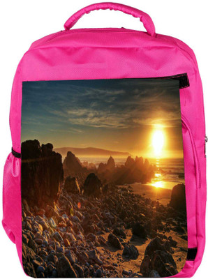 

Snoogg Eco Friendly Canvas White Stones Designer Backpack Rucksack School Travel Unisex Casual Canvas Bag Bookbag Satchel 5 L Backpack(Pink)