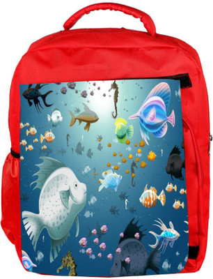 

Snoogg Eco Friendly Canvas Multiple Fish Designer Backpack Rucksack School Travel Unisex Casual Canvas Bag Bookbag Satchel 5 L Backpack(Red)