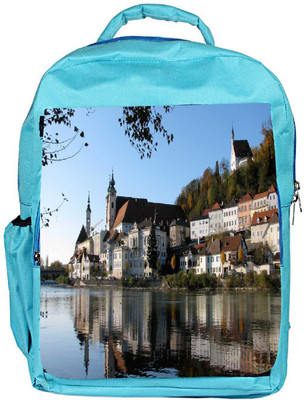 

Snoogg Eco Friendly Canvas Buildings Near The Lake Side Designer Backpack Rucksack School Travel Unisex Casual Canvas Bag Bookbag Satchel 5 L Backpack(Blue)