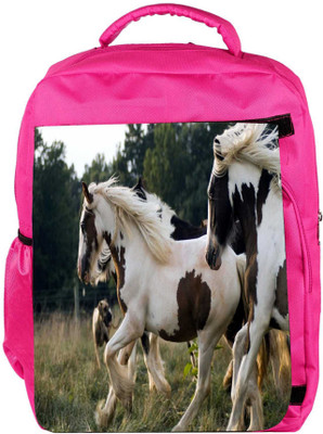 

Snoogg Eco Friendly Canvas Multicolor Horses Designer Backpack Rucksack School Travel Unisex Casual Canvas Bag Bookbag Satchel 5 L Backpack(Pink)