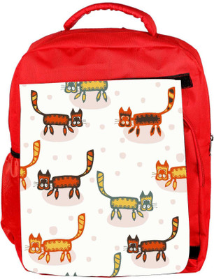 

Snoogg Eco Friendly Canvas Cat Pattern Designer Backpack Rucksack School Travel Unisex Casual Canvas Bag Bookbag Satchel 5 L Backpack(Red)