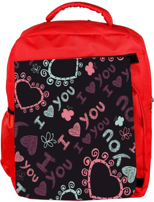 

Snoogg Eco Friendly Canvas I Love You Black Pattern Designer Backpack Rucksack School Travel Unisex Casual Canvas Bag Bookbag Satchel 5 L Backpack(Red)