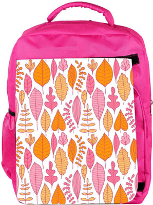 

Snoogg Eco Friendly Canvas Colorful Leaves Designer Backpack Rucksack School Travel Unisex Casual Canvas Bag Bookbag Satchel 5 L Backpack(Pink)