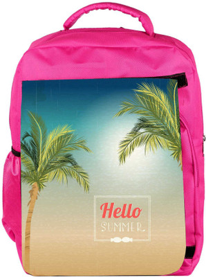 

Snoogg Eco Friendly Canvas Summer Vector Illustration With Palm Tree Backpack Rucksack School Travel Unisex Casual Canvas Bag Bookbag Satchel 5 L Backpack(Pink)