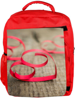

Snoogg Eco Friendly Canvas Red Ribbon Hearts Designer Backpack Rucksack School Travel Unisex Casual Canvas Bag Bookbag Satchel 5 L Backpack(Red)