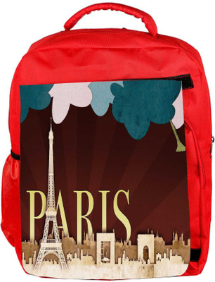 

Snoogg Eco Friendly Canvas Paper Paris Designer Backpack Rucksack School Travel Unisex Casual Canvas Bag Bookbag Satchel 5 L Backpack(Red)