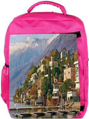 

Snoogg Eco Friendly Canvas Yellow Building Designer Backpack Rucksack School Travel Unisex Casual Canvas Bag Bookbag Satchel 5 L Backpack(Pink)