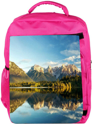 

Snoogg Eco Friendly Canvas Lake Side Mountain Designer Backpack Rucksack School Travel Unisex Casual Canvas Bag Bookbag Satchel 5 L Backpack(Pink)