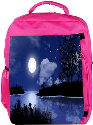 

Snoogg Eco Friendly Canvas Moon Night Designer Backpack Rucksack School Travel Unisex Casual Canvas Bag Bookbag Satchel 5 L Backpack(Pink)