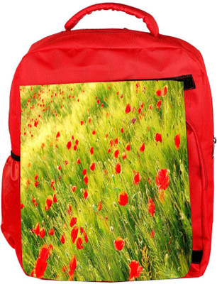 

Snoogg Eco Friendly Canvas Small Red Flowers Designer Backpack Rucksack School Travel Unisex Casual Canvas Bag Bookbag Satchel 5 L Backpack(Red)