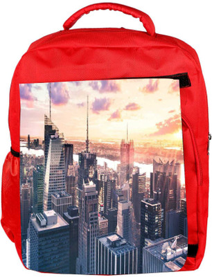 

Snoogg Eco Friendly Canvas Abstract Buildings Designer Backpack Rucksack School Travel Unisex Casual Canvas Bag Bookbag Satchel 5 L Backpack(Red)