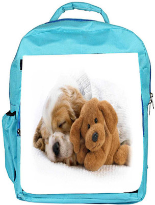 

Snoogg Eco Friendly Canvas Puppy Sleepng With Teddy Designer Backpack Rucksack School Travel Unisex Casual Canvas Bag Bookbag Satchel 5 L Backpack(Blue)
