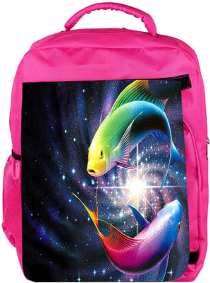 

Snoogg Eco Friendly Canvas Colorful Fish Designer Backpack Rucksack School Travel Unisex Casual Canvas Bag Bookbag Satchel 5 L Backpack(Pink)