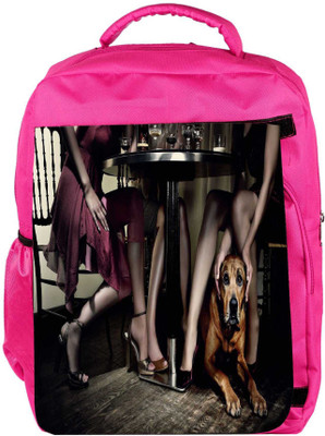 

Snoogg Eco Friendly Canvas Dog Under The Table Designer Backpack Rucksack School Travel Unisex Casual Canvas Bag Bookbag Satchel 5 L Backpack(Pink)