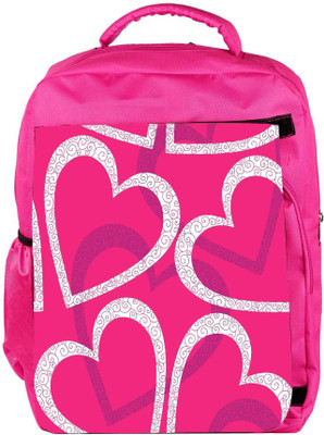 

Snoogg Eco Friendly Canvas White Hearts Designer Backpack Rucksack School Travel Unisex Casual Canvas Bag Bookbag Satchel 5 L Backpack(Pink)
