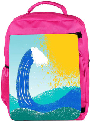 

Snoogg Eco Friendly Canvas Sea Waves Designer Backpack Rucksack School Travel Unisex Casual Canvas Bag Bookbag Satchel 5 L Backpack(Pink)