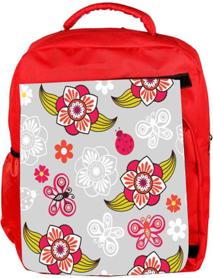 

Snoogg Eco Friendly Canvas Spring Seamless Pattern With Flowers And Ladybirds Backpack Rucksack School Travel Unisex Casual Canvas Bag Bookbag Satchel 5 L Backpack(Red)