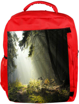 

Snoogg Eco Friendly Canvas Hidden Way In Forest Designer Backpack Rucksack School Travel Unisex Casual Canvas Bag Bookbag Satchel 5 L Backpack(Red)
