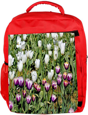 

Snoogg Eco Friendly Canvas Colorful Tulips Backpack Rucksack School Travel Unisex Casual Canvas Bag Bookbag Satchel 5 L Backpack(Red)
