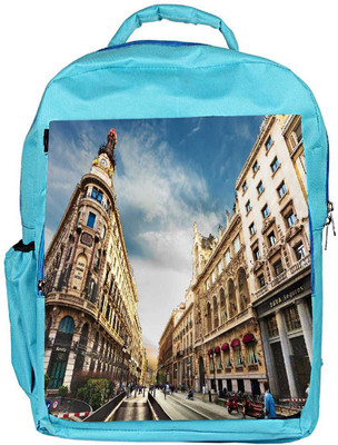 

Snoogg Eco Friendly Canvas Angled Building Designer Backpack Rucksack School Travel Unisex Casual Canvas Bag Bookbag Satchel 5 L Backpack(Blue)