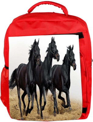 

Snoogg Eco Friendly Canvas Black Horses Running Designer Backpack Rucksack School Travel Unisex Casual Canvas Bag Bookbag Satchel 5 L Backpack(Red)