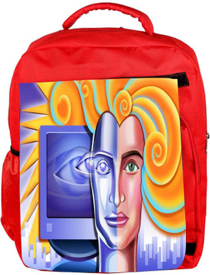 

Snoogg Eco Friendly Canvas Abstract Blue Pattern Designer Backpack Rucksack School Travel Unisex Casual Canvas Bag Bookbag Satchel 5 L Backpack(Red)