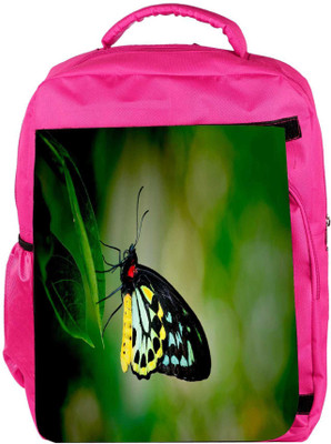 

Snoogg Eco Friendly Canvas Butterfly In Leaf Designer Backpack Rucksack School Travel Unisex Casual Canvas Bag Bookbag Satchel 5 L Backpack(Pink)