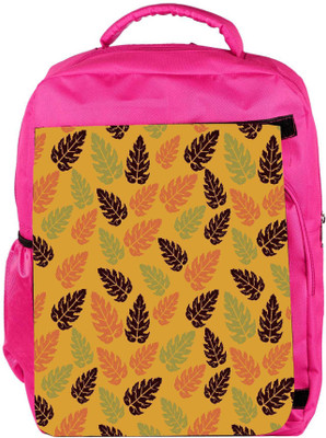 

Snoogg Eco Friendly Canvas Seamless Leaf Pattern Backpack Rucksack School Travel Unisex Casual Canvas Bag Bookbag Satchel 5 L Backpack(Pink)