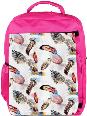 

Snoogg Eco Friendly Canvas Colorful Feather Designer Backpack Rucksack School Travel Unisex Casual Canvas Bag Bookbag Satchel 5 L Backpack(Pink)