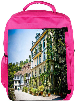 

Snoogg Eco Friendly Canvas Abstract Nice Building Designer Backpack Rucksack School Travel Unisex Casual Canvas Bag Bookbag Satchel 5 L Backpack(Pink)