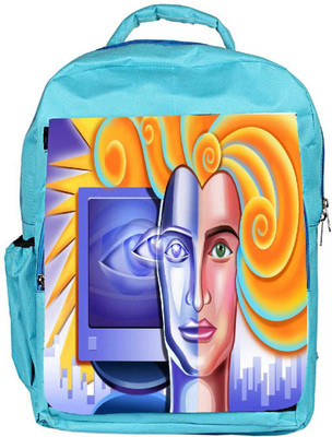 

Snoogg Eco Friendly Canvas Abstract Blue Pattern Designer Backpack Rucksack School Travel Unisex Casual Canvas Bag Bookbag Satchel 5 L Backpack(Blue)