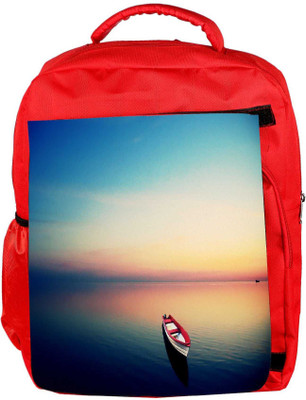 

Snoogg Eco Friendly Canvas Empty Boat Under The Dusk Sky Designer Backpack Rucksack School Travel Unisex Casual Canvas Bag Bookbag Satchel 5 L Backpack(Red)