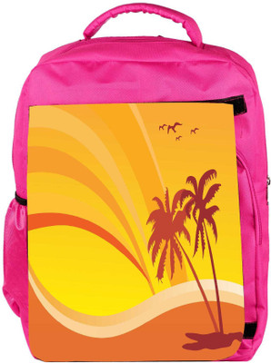 

Snoogg Eco Friendly Canvas Summer Design With Palm Tree And Rainbow Background Backpack Rucksack School Travel Unisex Casual Canvas Bag Bookbag Satchel 5 L Backpack(Pink)
