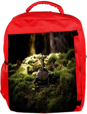 

Snoogg Eco Friendly Canvas Small Tortoise Designer Backpack Rucksack School Travel Unisex Casual Canvas Bag Bookbag Satchel 5 L Backpack(Red)