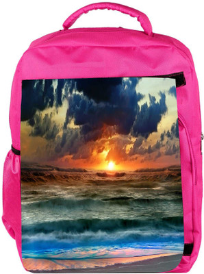 

Snoogg Eco Friendly Canvas Sunset In Sea Designer Backpack Rucksack School Travel Unisex Casual Canvas Bag Bookbag Satchel 5 L Backpack(Pink)