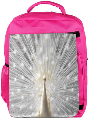 

Snoogg Eco Friendly Canvas White Peacock Designer Backpack Rucksack School Travel Unisex Casual Canvas Bag Bookbag Satchel 5 L Backpack(Pink)