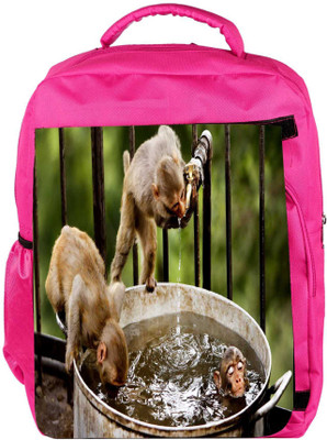 

Snoogg Eco Friendly Canvas Monkey And Water Designer Backpack Rucksack School Travel Unisex Casual Canvas Bag Bookbag Satchel 5 L Backpack(Pink)