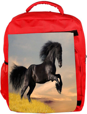 

Snoogg Eco Friendly Canvas Jumping Black Horse Designer Backpack Rucksack School Travel Unisex Casual Canvas Bag Bookbag Satchel 5 L Backpack(Red)