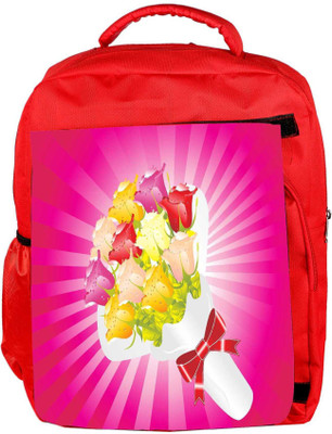 

Snoogg Eco Friendly Canvas Beautifull Flower Bouque Series Design Backpack Rucksack School Travel Unisex Casual Canvas Bag Bookbag Satchel 5 L Backpack(Red)
