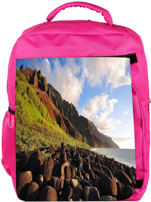 

Snoogg Eco Friendly Canvas Brown Stones Designer Backpack Rucksack School Travel Unisex Casual Canvas Bag Bookbag Satchel 5 L Backpack(Pink)