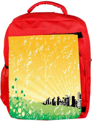 

Snoogg Eco Friendly Canvas Garden Background With Retro Architecture Backpack Rucksack School Travel Unisex Casual Canvas Bag Bookbag Satchel 5 L Backpack(Red)