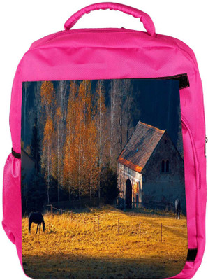 

Snoogg Eco Friendly Canvas Horse Shed Designer Backpack Rucksack School Travel Unisex Casual Canvas Bag Bookbag Satchel 5 L Backpack(Pink)