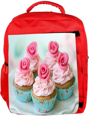 

Snoogg Eco Friendly Canvas Cake With Roses Designer Backpack Rucksack School Travel Unisex Casual Canvas Bag Bookbag Satchel 5 L Backpack(Red)
