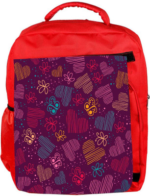 

Snoogg Eco Friendly Canvas Multioclor Hearts And Butterflies Maroon Pattern Designer Backpack Rucksack School Travel Unisex Casual Canvas Bag Bookbag Satchel 5 L Backpack(Red)